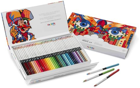 CARIOCA Plus I Matite Colorate 4.0 in Legno con Mina spessa e morbida ad alta pigmentazione I Scatola Rigida I 40 pezzi