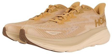 Hoka Mens Clifton 9 Textile Wheat Shifting Sand Trainers 10 UK