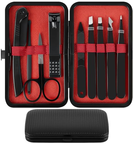 AUYAO Präzisions Pinzetten Set Reisetasche 10PC Tweezers Pinzette Schwarz