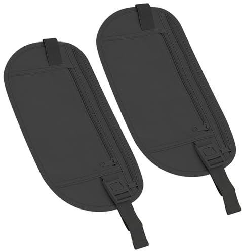 Lot de 2 Ceinture de Course Femme et Homme en Nylon Noir, Banane Secrete Voyage Antivol, Pochette de Voyage pour Papiers, Sac Banane Femme Tissu, Ceinture Cache Billets, Accessoires de Sport