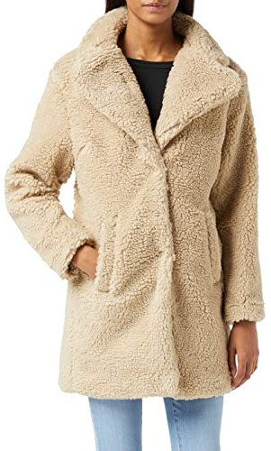 Urban Classics Damen Ladies Oversized Sherpa Coat Mantel, Beige (Sand 00208), Medium (Herstellergröße: M)