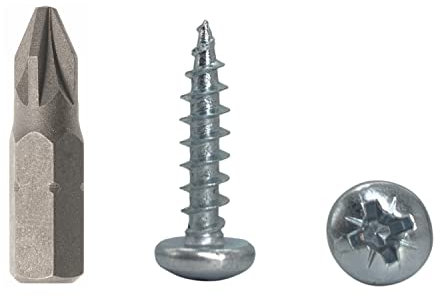 Paquete de 50 tornillos DIN 7981 de acero galvanizado de 4,5 x 20 mm, tornillos para madera de aglomerado con cabeza de bandeja, tornillo universal Pozi-Drive (50, 4,5 x 20 mm)