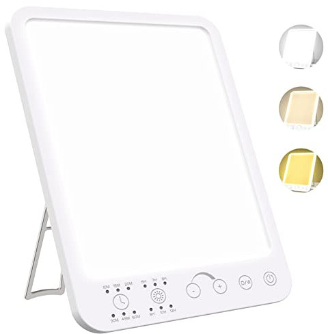 SAD Light Therapy Lamp,UV-Free 12000 Lux SAD Lamp with Timed Wake-Up Function, 6 Time Setting Function,3 Color Temperature, 5 Adjustable Brightness Levels Sunlight Lamp,360°Rotating Stand Sun Lamp