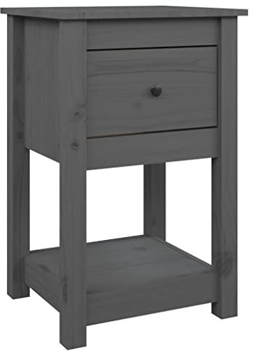 vidaXL Nachttisch Nachtschrank Nachtkommode Nachtkonsole Schlafzimmer Schrank Kommode Nachtkästchen Grau 40x35x61,5cm Massivholz Kiefer