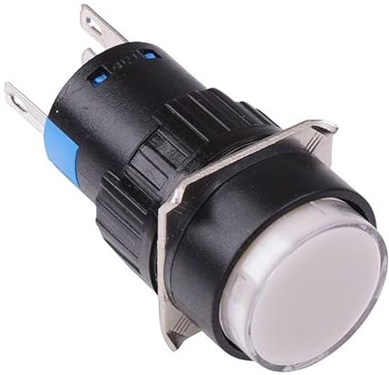 White Round Momentary 16mm Push Button Switch NO/NC 230V
