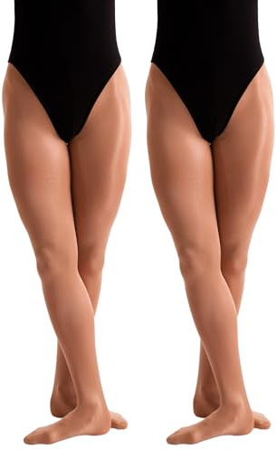 2 Pairs Dance Shimmer Footed Tights (3XL/4XL) (Toast)