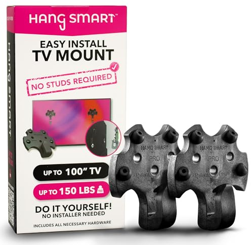 HangSmart TV® Wall Mount NO Stud - Original & Patented Easy Install, DIY for 19-100 TVs, Holds Up to 150LBS, Fits Most LED LCD Flat Screens & Monitors, Includes Hardware