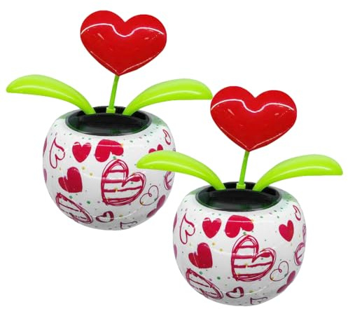 Figurines dansantes à énergie solaire – Fleur dansante en forme de cœur en pots | Fleur de danse solaire, fleur solaire innovante, design , jouet de décoration dansante, figurine solaire