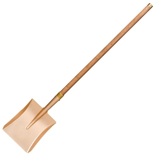 WEDO Pala cuadrada grande sin chispas con hoja recta, pala de transferencia, mango de madera de 55 pulgadas de largo con aro de bronce, pala de excavación, cobre berilio, no magnética, estándar DIN,