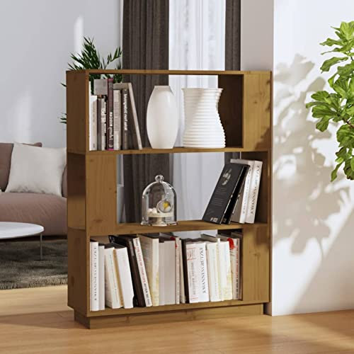 LAPOOH Bokskåp/rumsavdelare honungsbrun 80 x 25 x 101 cm massivt trä, vardagsrum bokhyllor, bokskåp/rumsavdelare, förvaringsenheter för vardagsrum-814057