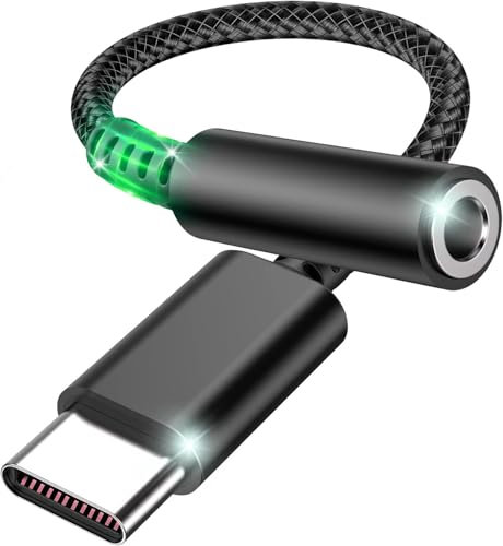 Adattatore USB C Jack, AdattatoreCuffie USBC-Jack 3.5mm, Adattatore JackUSB-C a Dongle Audio Aux con DAC Chipset per Sam sung Galaxy S22 S21 S20 iPhone 15 Series, iPad Pro, MacBook