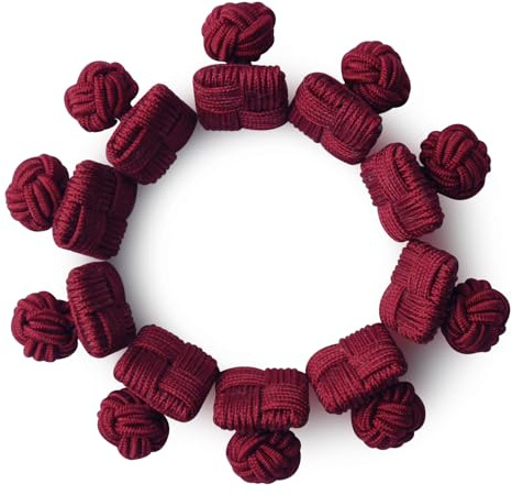 HONEY BEAR 5 paia seta tessuto nodo gemelli set per camicia/abito uomo/Donna, Forma Quadrato per Regalo di nozze d'affari (Rosso scuro con scatola)