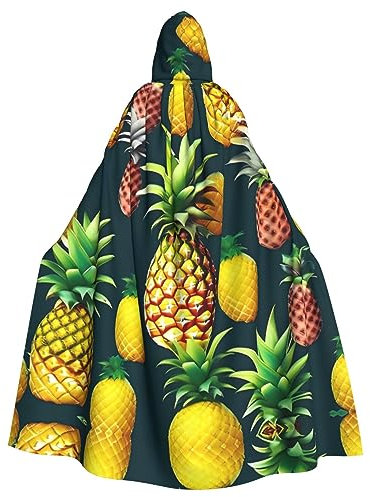 YaWea Tropical Fruits Unisex Pineapple Print Hooded Cloak Lightweight Wizard Cloak Halloween Cosplay Costumes