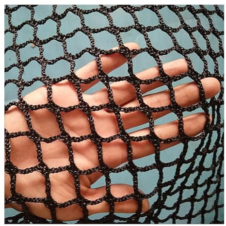 LEYWHEF Red de cuerda, red tejida sin nudos negra, red de cuerda de 4 cm / 4 mm de grosor, red de seguridad, red de seguridad para escaleras y balcón (1,2 x 2 m)