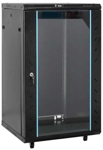 Tidyard Coffret de réseau à Pieds pivotants 18U 19 IP20 60x60x100 cm, Coffret Réseau avec Porte Armoire réseau Baie Serveur