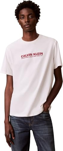 Calvin Klein Camiseta de Manga Corta Hombre con Cuello Redondo, Blanco (White Greige), M