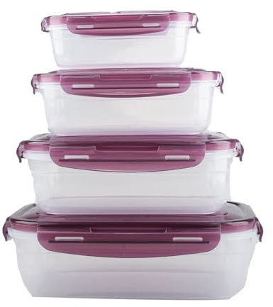 duisoad 4 Stück Frischhaltedosen mit Deckel, 280ml/500ml/1000ml/1800ml Gefrierdosen Tiefkühldosenset für Mikrowellenöfen, Kühlschränke, Wiederverwendbar