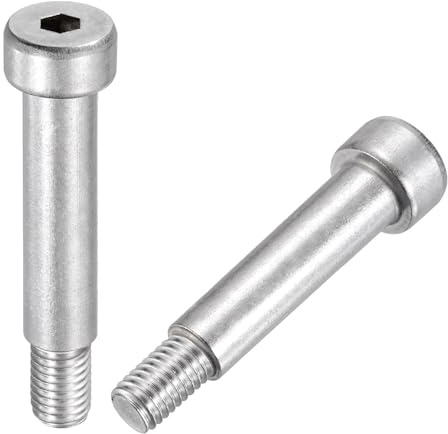 sourcing map 2 bulloni a spalla in acciaio inossidabile 304, 12 mm, diametro spalla 45 mm, lunghezza spalla M10 x 1,5, filettatura esagonale, bulloni a spalla per industrie di macchine per stampaggio
