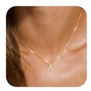 ZHESHY Gold Initial Necklaces for Women, Dainty Silver Letter Necklace Tiny A-Z Pendant Choker Necklace Trendy Cute Personalized Monogram Name Gold Necklace Jewellery Mothers Day Gifts for Mum