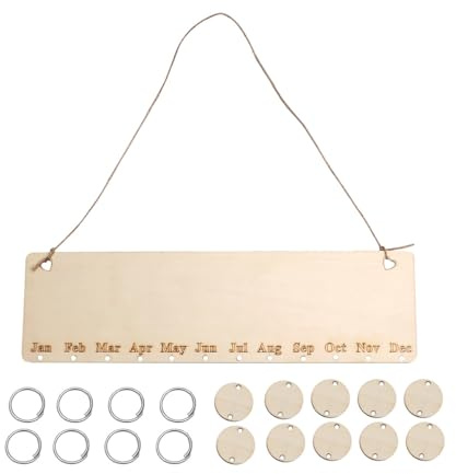 GOOHOCHY Calendario Compleanni Famiglia in Legno da Parete Promemoria Compleanno e Anniversari Decorazione Casa DIY con Dischetti Facile da Montare e Riordinare