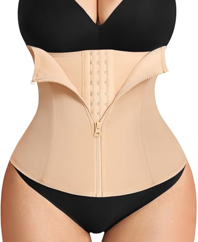 Ursexyly Corsé de entrenamiento de cintura de doble control, moldeador de cuerpo, quema de grasa para reloj de arena, Beige, XS