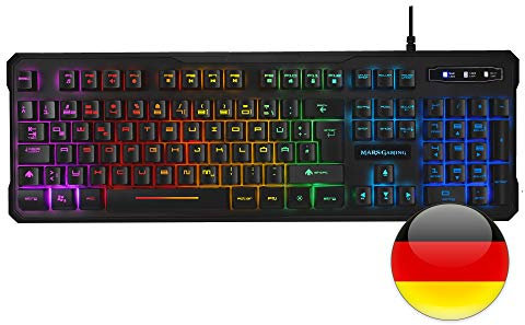 Mars Gaming MK218DE, H-Mech RGB Tastatur, 9 Lichteffekte, Antighosting, Schwarz, Deutsche Sprache