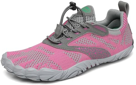 SAGUARO Barfota Skor Dam Trail Löparskor Flexibel Lättvikt Vattensport Skor Halkfri Bekväm Minimalistiska Skor för Gående Fitness Gym Klättrande, Rosa 41 EU