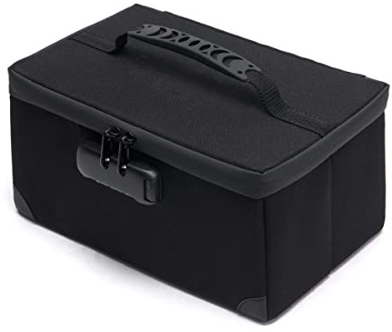 KaAutoler Portable Cosmetic Bag with Lock, Large Capacity Travel Makeup Case Organiser, Waterproof Makeup Bags for Women Toiletry Bag for Girls Traveling with Handle and Divider Makeup Bag, Black