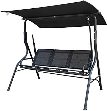 Uteplats Veranda Gungstol, väderbeständig stålram Hängmatta Lounge Chair, 2-3-sits Swing Glider Lounge Chair, justerbar markis, för gräsmatta innergård