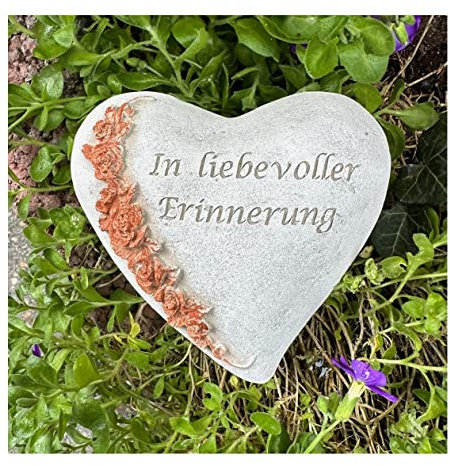 Radami Grabherz asym.Spruch Grabschmuck Grab Herz - In liebevoller Erinnerung - Rose Rost, ca.450g