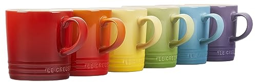 Le Creuset Stoneware Set of 6 London Mugs, 12 oz. Each, Multi-Color
