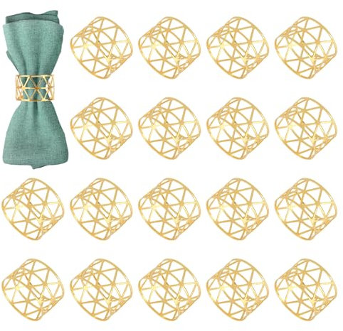18 Stück Serviettenringe Gold, Serviettenringe Vintage AushöHlen, Napkin Rings Metall, Stoffservietten Ringe für Hochzeit, Familie Sammeln, Geburtstag Party Esstischdekoration