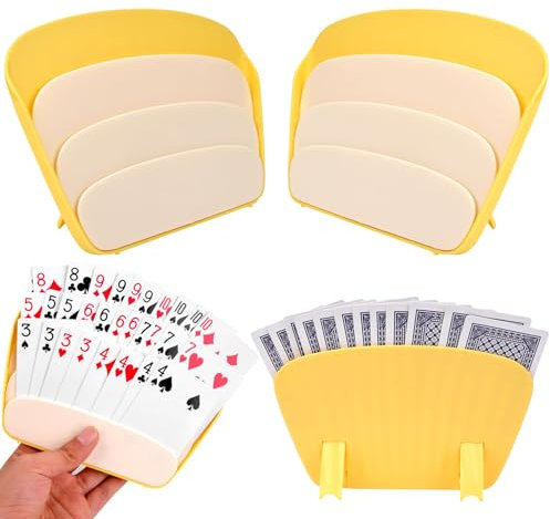 COLEESON 4 Pcs Playing Card Holder, Card Holder Hands Free Playing Card Storage Box, Organized Poker/Dos/Bridge Extreme Card Holder for Kids, Adults, Senior (F)