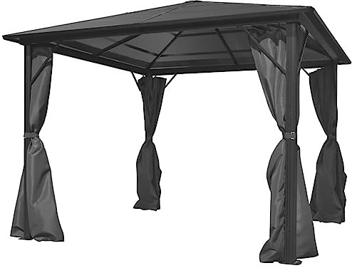 Gecheer Cenador con tienda antracita de aluminio, 300 x 300 cm, cenador de exterior, cenador con lona, pabellón de jardín, carpa para fiestas, cenador para barbacoa, n.º 2