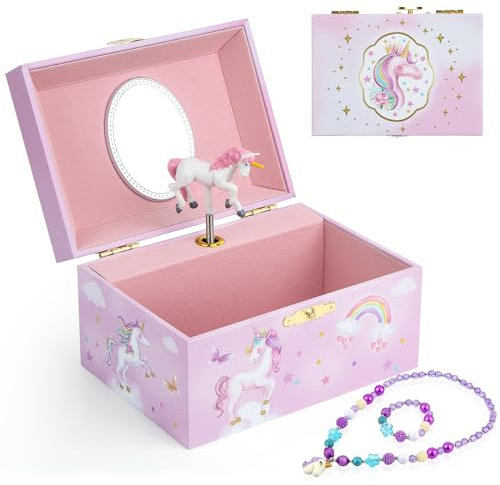 hombrima Boîte à bijoux de musique, boîte de réception de bijoux de musique avec jeu cadeau de ballerine tournante pour filles enfants filles