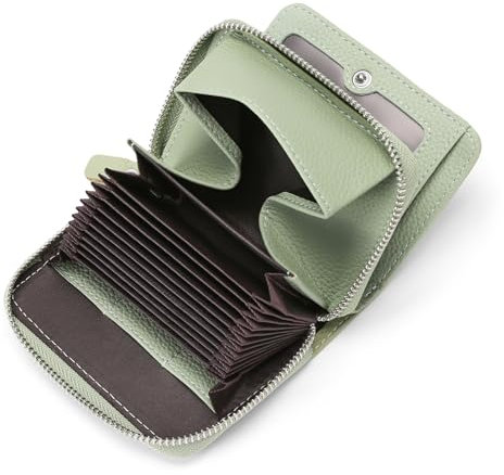 SENDEFN Geldbörse Damen aus Leder, Geldbeutel mit Viele Fächer, Portemonnaie Damen klein, RFID-Schutz Kartenhalter mit Reißverschluss und viele Fächer, Geldbeutel