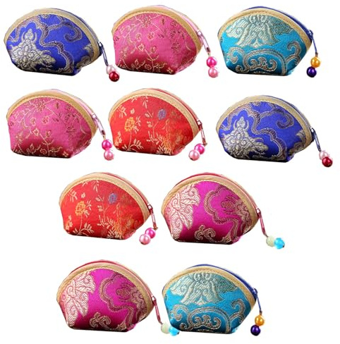 MIAO JIN Silk Small Coin Purse Jewelry Purse Pouch Bulk Cute Zipper Pouch