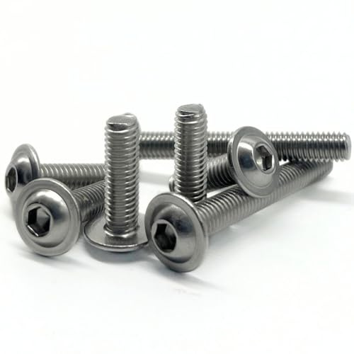 Topnorm24 - Tornillos de cabeza alomada M10 x 45 (5 unidades) con brida y hexágono interior ISO 7380-2, tornillos de cabeza plana con brida/pretina acero inoxidable V2A A2 (5, M10 x 45)