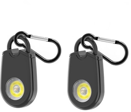 Lancoon Llavero Alarma Personal 2 Paquete con luz Estroboscópica 125dB Alarma de Seguridad de Emergencia para Mujeres Niños Ancianos Hombres Dispositivo de Alerta de Seguridad Portátil Negro