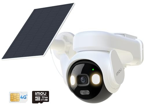 Imou 5MP 4G LTE Solar Überwachungskamera Aussen 24/7 Aufzeichnung AOV mit SIM Karte+32GB Kartenspeicher, 360° PTZ, 25M Personenerkennung, Auto-Tracking, Privatmodus, Intelligente Nachtsicht, IP66