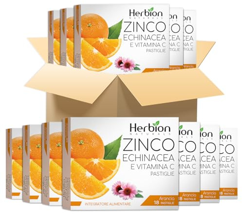 Herbion Naturals Zinc, Echinacea y Vitamina C - Pastillas con aroma a naranja natural, suplemento dietético, 48 cajas (18 pastillas por caja)