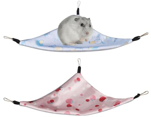 DONGKER Guinea Pig Hammock,2 PCS Chinchilla Hanging Corner Hammock with Hooks All Seasons Available for Small Animals Rat Parrot Sugar Glider Ferret Squirrel