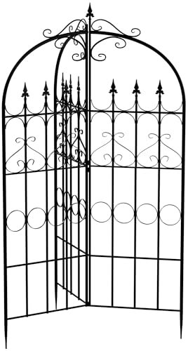 CLP Treillis Flowton de Style Romantique I Clôture pour Plantes grimpantes avec décorations élégantes I Clôture pour Le Jardin, Couleur:Noir