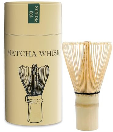 tiorhooe Matcha Whisk - Handmade Chasen, Crafted by Artisans. Ideal for Daily Matcha Prep, Ensuring Smooth Frothy Blends (100-prong)