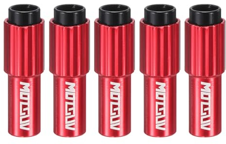 sourcing map 5pcs Bike Inline Cable Adjuster Aluminum Alloy Brake Cable Gear Shift Connector Indexed Inline Cable Tension Adjuster Housing Screws for Mountain and Road Bikes, Red