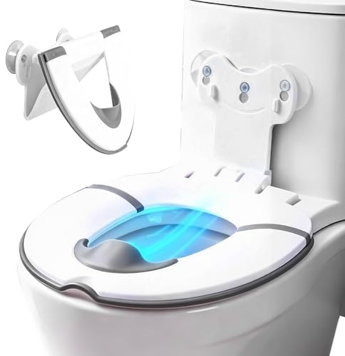 SGZIOO Sedile WC pieghevole per bambini, sedile WC portatile, per bambini, universale, con ventosa, per ragazzi e ragazze, lunghezza regolabile (bianco)