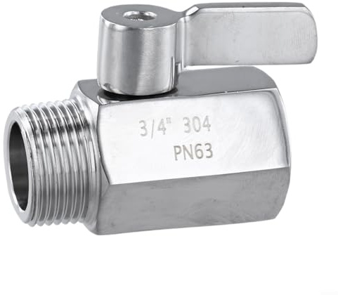 Manguera de jardín de acero inoxidable 304 de 3/4 pulgadas, conector de válvula de bola para barriles de lluvia y tanques de agua