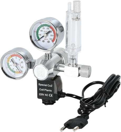 Halorin Akvarium CO2-tryckreducerare, CO2-regulator för akvarier, dubbel gauge display, CO2-tryckreducerare W218 med magnetventil, bubbelmätare för planterade akvarier