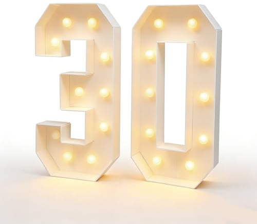 Lámpara LED con números luminosos, números luminosos, intensidad regulable, luces blancas cálidas para cumpleaños, decoración de fiestas, decoración de boda, escritorio, decoración de mesa de pared