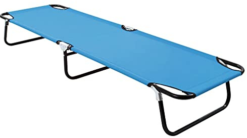 RuiNingRN Sdraio pieghevole in acciaio blu turchese pieghevole con 3 gambe, 190 x 58 x 28 cm, poliestere 600D resistente alle intemperie, max 120 kg, ideale per campeggio, giardino e relax all'aperto